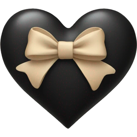 black heart with beige bow emoji