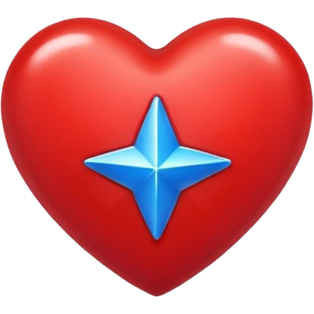 A shiny red heart with a blue star inside emoji