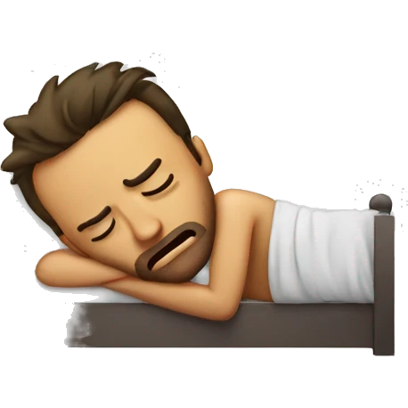 Hungover man in bed emoji