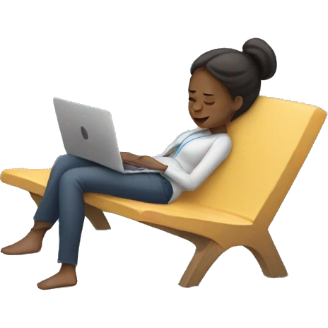 A girl taking break from work to catch napping emoji