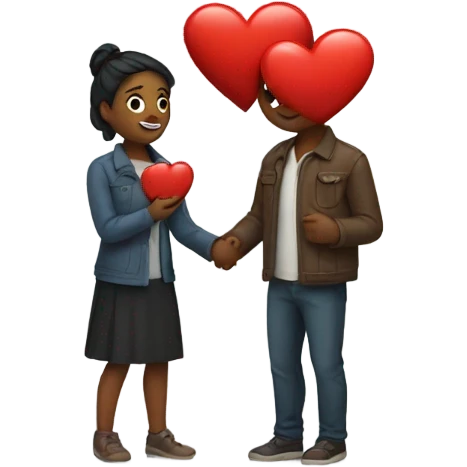 Lovers with heart red in hands emoji