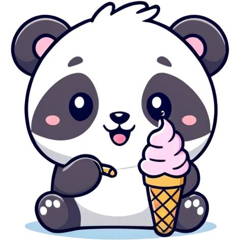 Panda eating ice cream emoji
