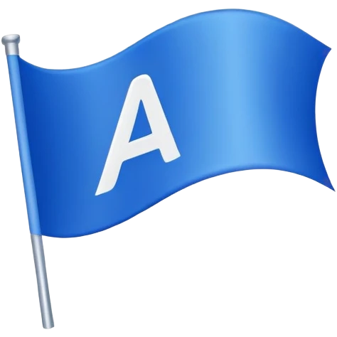 Blue flag with letter A logo, color code #2D69FF emoji | AI Emoji Generator