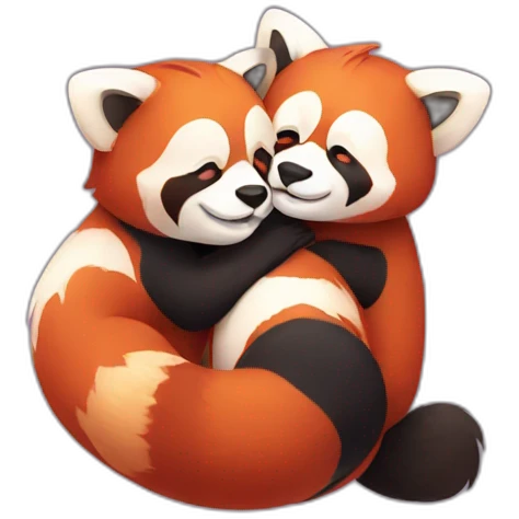Two hugging red pandas emoji