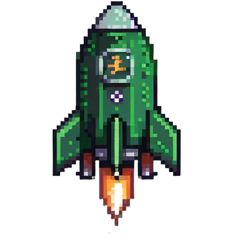 Green check mark with a small rocket ship, deployment success symbol ...