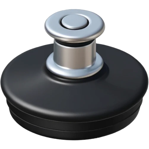 Flat Rubber Drain stopper with a metal ring on the top  emoji