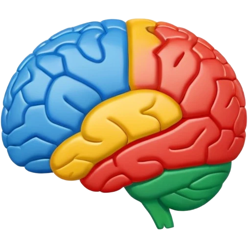 stylized brain emoji using Google’s color palette, minimal and flat emoji