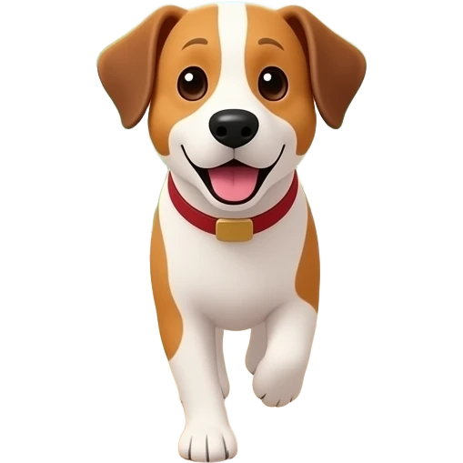 The dog walks into the bright living room emoji