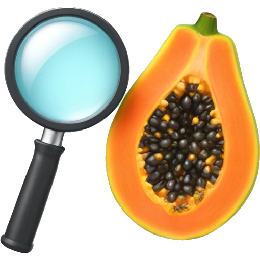 papaya with magnifying gla emoji