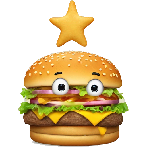 Patrick star with cheeseburger  emoji