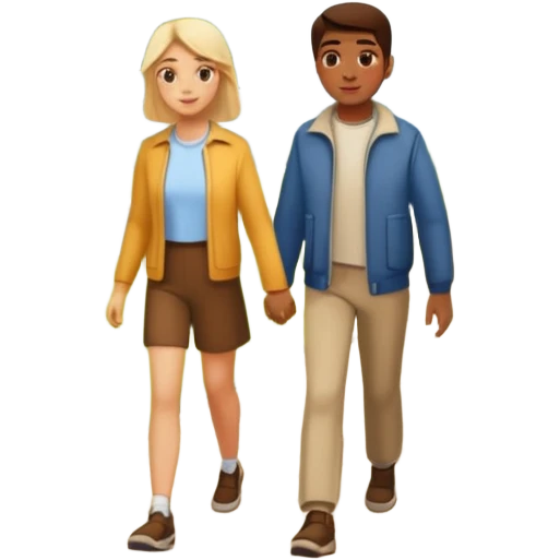 a Footpath on a park and two  people are walking the walking path should visible  emoji