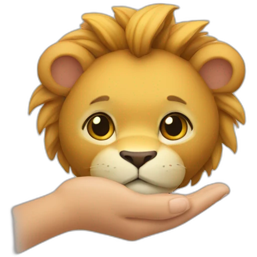 genera un leon con el logo de capcut en la mano emoji | AI Emoji Generator