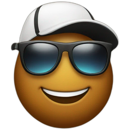 Happy Poop emoji in sport sunglasses and sport cap emoji