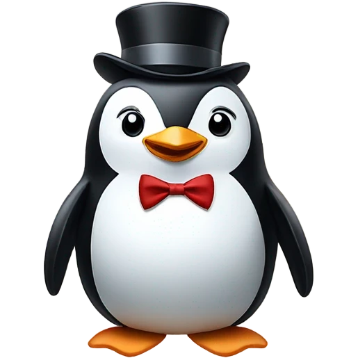 Penguin With a top hat and bow tie￼ emoji