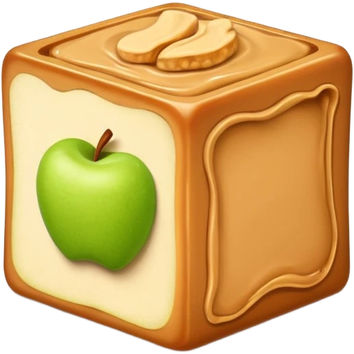 apple slice cube with peanut butter emoji