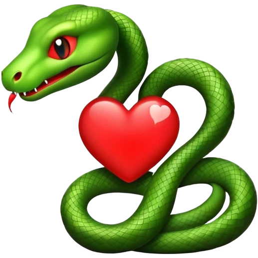 Uma cobra com um coração  emoji