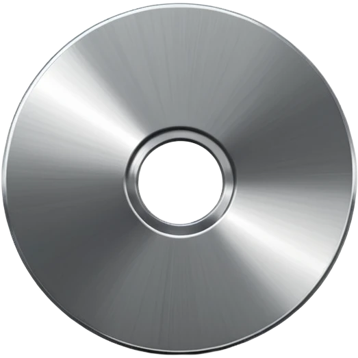 metallic disc emoji, brushed chrome surface, clean geometry, futuristic minimal 3D style, isolated on white emoji
