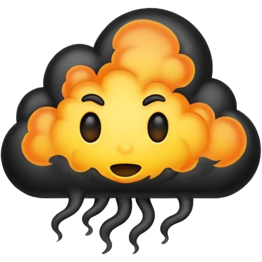 curved, black, poisonous, black smoke emitted emoji