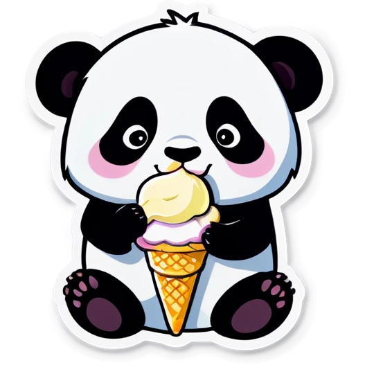 Panda eating ice cream emoji