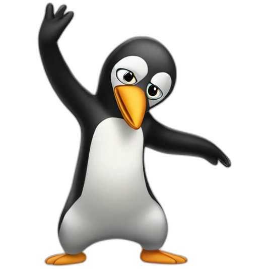 Pingouin doing a dab emoji