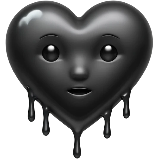 Black heart melting reastic emoji