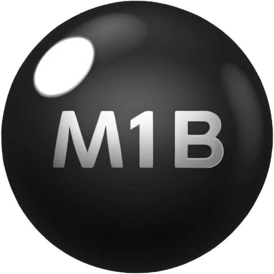 Black Ball with MB written on it. Nothing else no holes. emoji