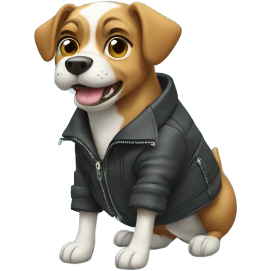 Dog in jacket on rollers emoji
