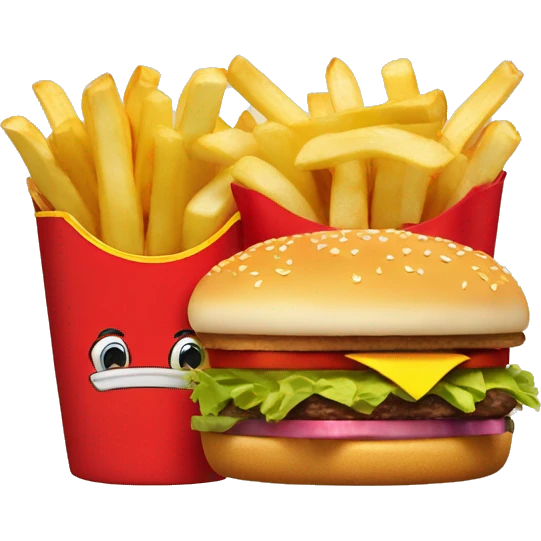French fries and a hamburger in a mcdonald emoji