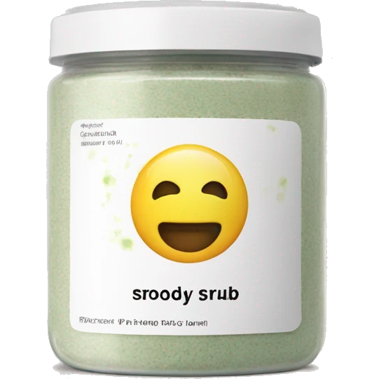 body scrub pot with label emoji