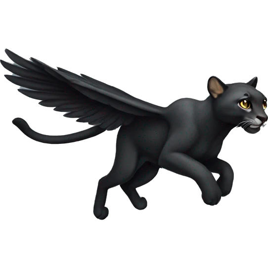 winged black puma flying emoji