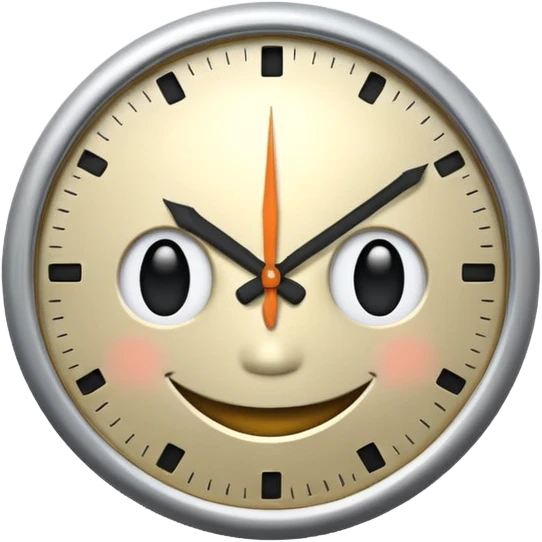 A clock smiling and handsome and playful too emoji