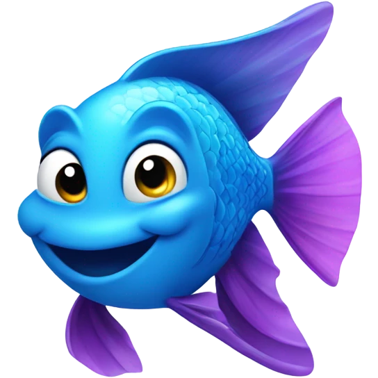 Blue happy Fish  emoji