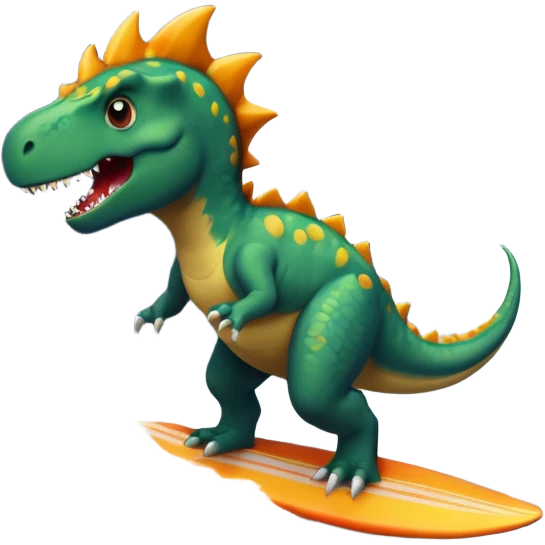 Dinosaur surfing in a hurricane emoji