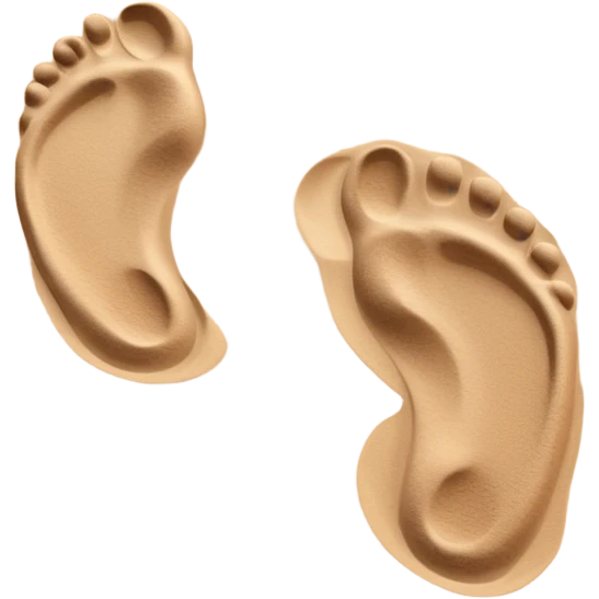 inner child footsteps on sand with other bigger footsteps beside emoji