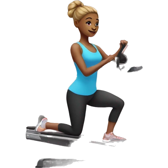 A girl in a Lagree workout and cute outfit on a microformer  emoji