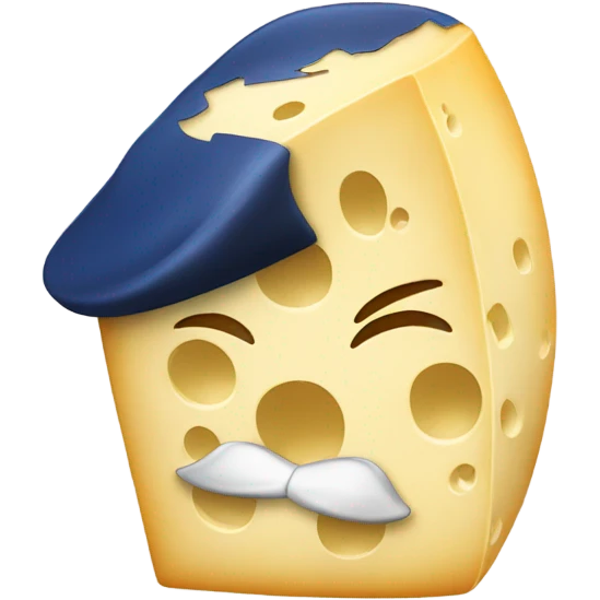 Cheese wearing a french hat emoji