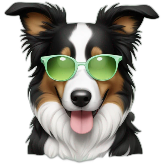 puppy border collie with glasses sniffing mojito emoji