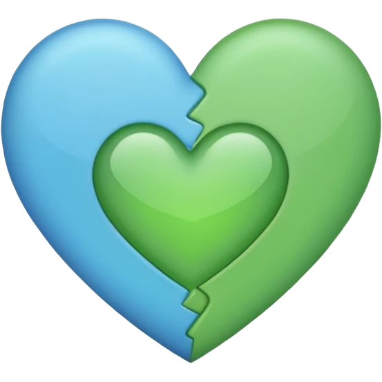 a half blue, have green, heart emoji
