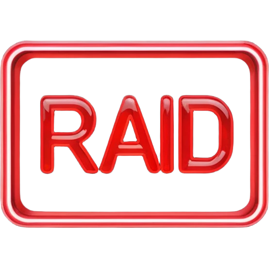  a rectangular neon sign that says RAID emoji