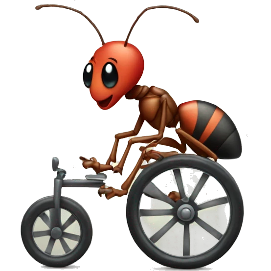 An ant doing a wheelie on a tricycle  emoji
