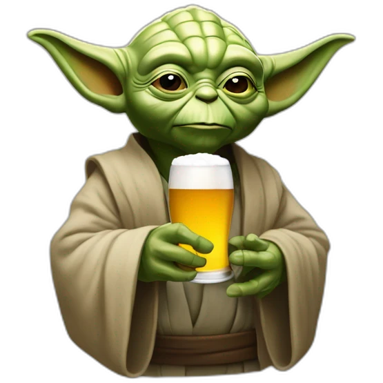 Maître Yoda qui boit une bière emoji | AI Emoji Generator