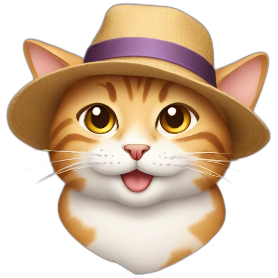 smiling cat with hat emoji