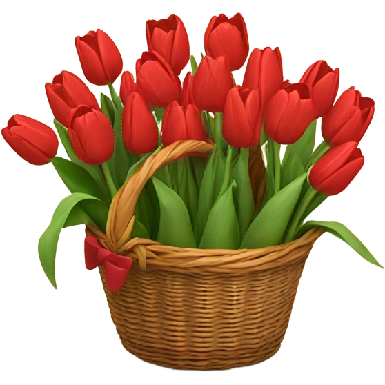Red tulips bouquet in basket the same as the white ones you gave me emoji