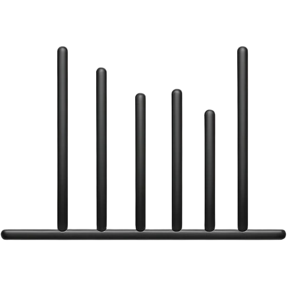 Minimalistic flat vector icon, iOS style, thin black contour on white background. Bars in ascending order like a sorting visualization. Clean, no text, no shadows emoji