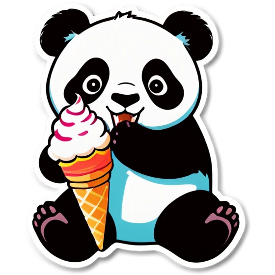 Panda eating ice cream emoji