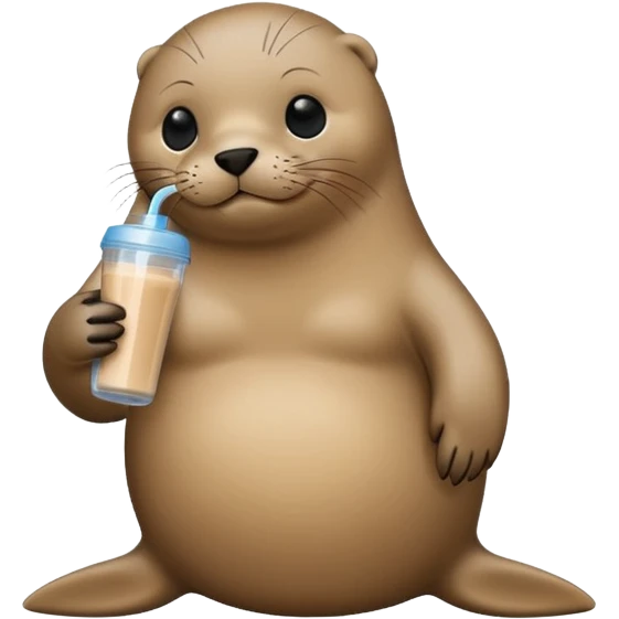 Seal drinking a protein shake emoji