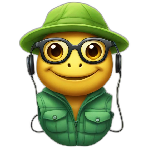 turtle_hat_earphone_eye glasses emoji