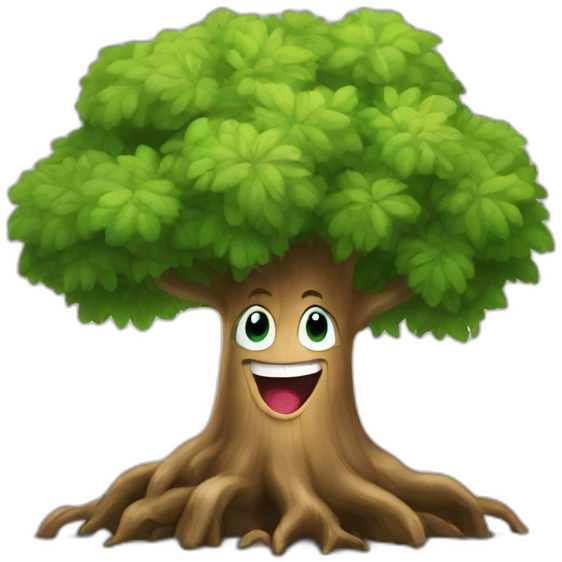 tree with a big smile emoji