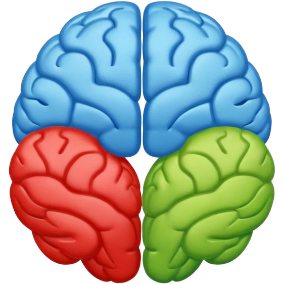 brain emoji inspired by Google's branding, using blue red yellow and green, modern and friendly emoji