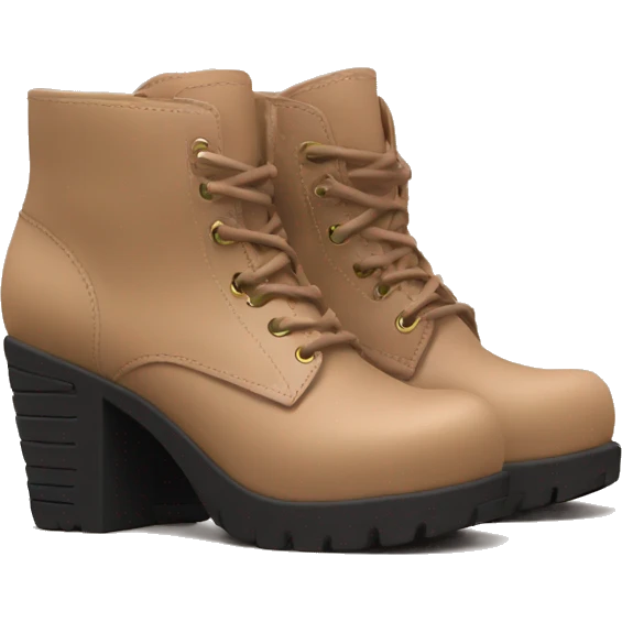 Chunky heeled boots light brown pastel cute emoji